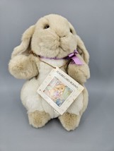 Vtg Hallmark BEAUREGARD BUNNY Tan Soft Fur 9in Rabbit Cream Tummy Purple... - $14.90