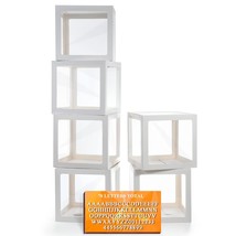 White Transparent Balloon Boxes With 78 Letters, Name Boxes For Baby Shower, Cle - £34.47 GBP