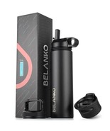Jet Black 24 Oz Insulated Stainless Steel Water Bottle Set - $53.45