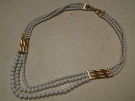 015 Vintage Napier White Beads and Gold Bars Choker Necklace Nice - £7.90 GBP