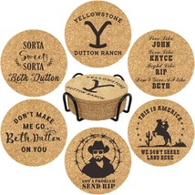 Homythe Yellowstone Merchandise Beth Dutton Coasters, 6 Pcs. Cork Coasters With - £29.18 GBP