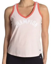 Champion Heritage Logo Tank Top Streifen V-Ausschnitt Ärmellos Rosa Größe XS Neu - £10.99 GBP