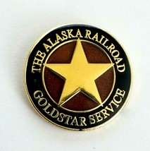 Alaska Railroad Employee Goldstar Service Awarf Gold Tone Enamel Lapel Pin - £7.47 GBP