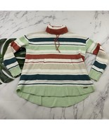 Carve Designs Womens Turtleneck Sweater Size L Green Orange Stripe Waffl... - $44.66 CAD