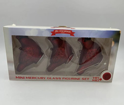 Mr Christmas Mini Mercury Glass Figurine Set Light Up Set of 3 Cardinals - $37.08