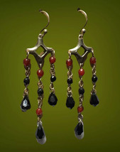 sterling silver Onyx Carnelian  chandelier earrings - £56.04 GBP