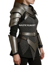 Medieval Knight Lady Armor Neck Gorget With Pauldrons, Arm Bracers &amp; Cha... - $329.00