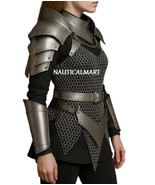 Medieval Knight Lady Armor Neck Gorget With Pauldrons, Arm Bracers &amp; Cha... - $6,138.87 MXN
