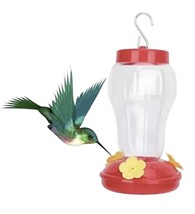 Red Plastic Hummingbird Feeder Nectar Flower 16 Oz ~ Size ~ 4.25&quot;x4.25&quot;x7&quot; NEW - £6.37 GBP