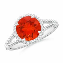 ANGARA 8mm Natural Fire Opal Twist Rope Split Shank Ring in Sterling Silver - £358.02 GBP+