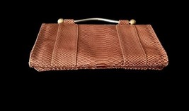 Vintage Crocodile Croc Embossed Zambia & Siega Brown Faux Leather Clutch Bag image 9