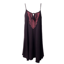 Mossimo Womens A Line Dress Purple Midi Spaghetti Strap Pink Embroidered... - £14.94 GBP