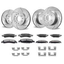 VEVOR Drilled Slotted Front Rear Brake Rotors Pads Kit for Chevy Silverado GMC - £249.80 GBP