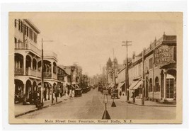 Main Street Fountain Mount Holly New Jersey Postcard 1923 Union National Bank - £17.40 GBP