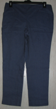 New Womens Van Heusen Navy Blue Pinstripe Pull On Pant W/ Pockets Size 14 Short - £19.87 GBP