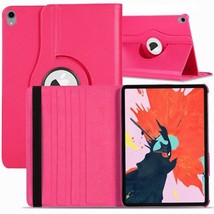Leather Flip Rotating Portfolio Stand Case HOT PINK for iPad Pro 12.9&quot; 2018 - £8.13 GBP