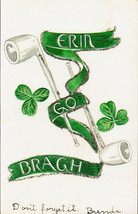 ST. PATRICK&#39;S DAY - Pipes And Shamrocks Ribbnon Erin Go Bragh Embossed Postcard - $7.87