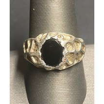 MEN&#39;S 925 STERLING SILVER AND ONYX LIFE FORM DESIGN RING SIZE 9.5 SKY - $45.05