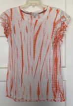 Knox Rose Orange and White Ruffle Sleeve Top Size M - $15.10