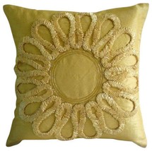 Gold Ribbon Flower 16&quot;x16&quot; Silk Pillows Cover, We All Blossom - £24.36 GBP+