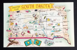 Greetings from South Dakota Large Letter State Map Tichnor UNP Postcard c1960s - £4.69 GBP