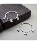 Real 925 Sterling Silver Kids Jingle Bells Bangles Bracelet Pair - $1,240.06 MXN