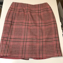 Talbots Petites Size 8 Houndstooth Pencil Skirt 100% Wool Pink Black Lin... - $14.01