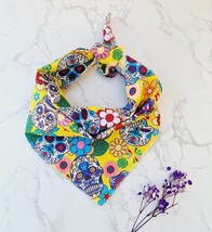 Yellow Sugar Skulls Puppy Dog Bandana - $3.99