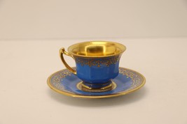 Ambrosius Lamm Dresden Saxony Demitasse Set Gold Gilded Teacup &amp; Saucer - £371.22 GBP