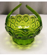 Vintage Lime Green Glass Basket with Handle Candy Bowl Moon Star Design ... - $553.18 MXN