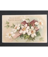 Easter Blessing Cross Spring Daisies Flowers Antique Postcard 1908 Germany - £6.24 GBP