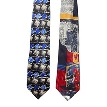 LOT OF 2 DeSantis Collection Italian Silk Neckties Ties 4&quot; Wide Wearable Art XL - £30.86 GBP