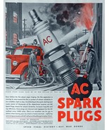 AC Spark Plugs, 40&#39;s Print ad. full page Color Illustration (city fire-f... - £10.21 GBP