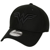 Wonder Woman Logo Black on Black Colorway New Era 39Thirty Fitted Hat Black - £37.55 GBP