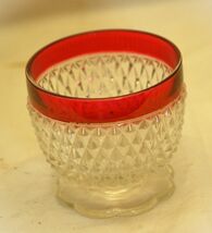 Diamond Point Cranberry Open Sugar Bowl Indiana Glass - $16.82