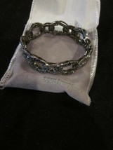 Lia Sophia Kiam Family Black Stone Elastic Slip On Bracelet New - £27.72 GBP