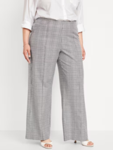 Old Navy Pixie Wide Leg Dress Pants Womens XL Gray Plaid Pull On NEW - $32.54