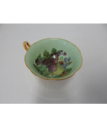 ROSINA BONE CHINA FOOTED TEA CUP ENGLAND FRUIT PATTERN GOLD - $21.63 CAD