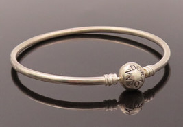 PANDORA 925 Silver - Vintage Etched Pandora Bead Solid Bangle Bracelet - BT9948 - £51.77 GBP