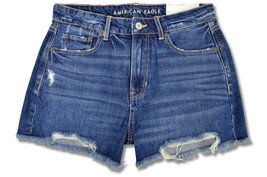 American Eagle Curvy Fit 6922074 Blue Wash Destroyed Cutoff Jean Shortie Shorts - £15.92 GBP