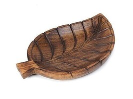 Leaf Shaped Decorative Wooden Tray for Home Serving Tray Table Centerpiece - £69.82 GBP