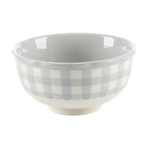 Set of Four (4) Pioneer Woman ~ Gray &amp; White Gingham ~ 6.5&quot; ~ Stoneware Bowls - £29.89 GBP