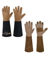 2 Pairs of Long Gardening Gloves for Men &amp; Women, Cowhide Leather Rose P... - $3,078.35 MXN