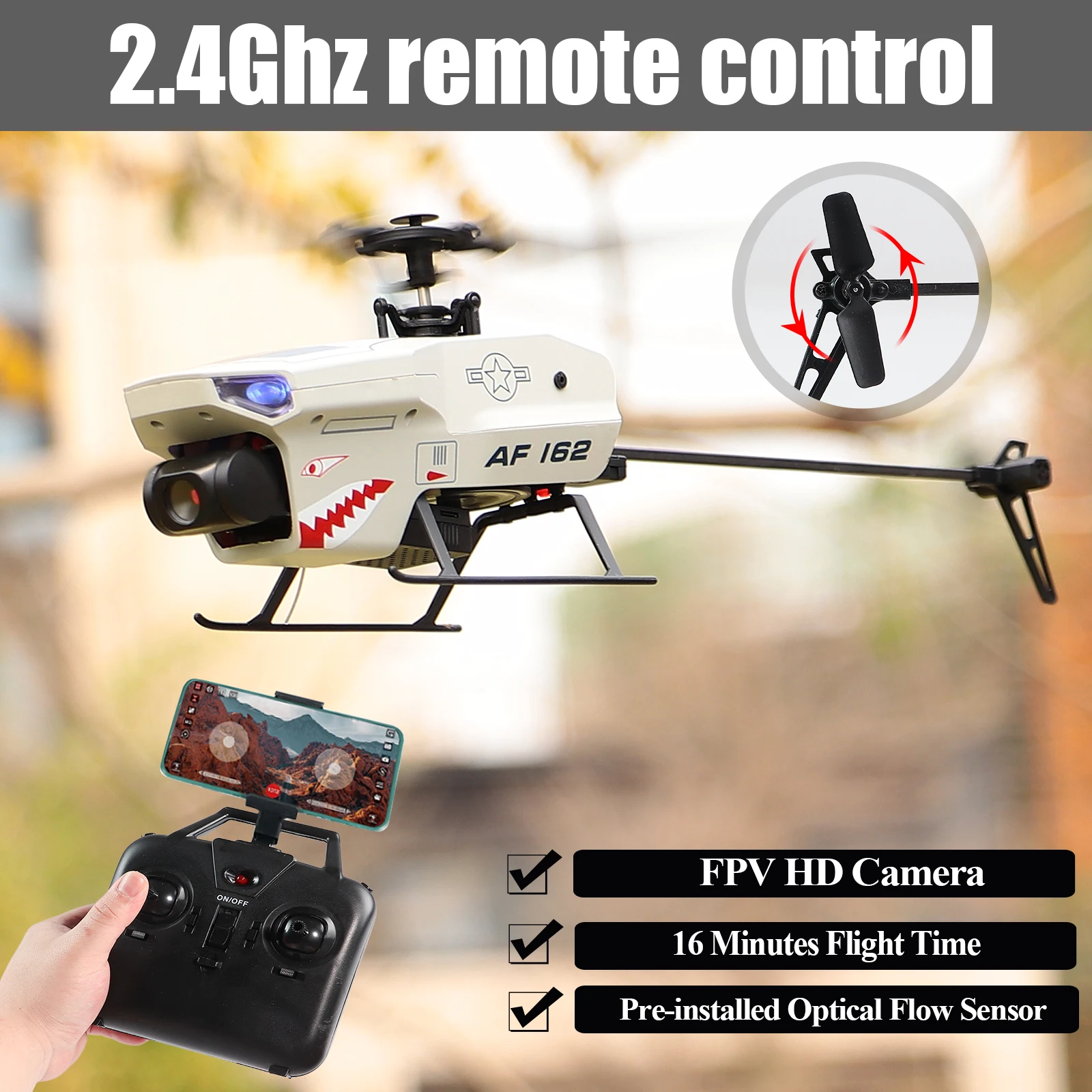 100 Size Gyro Stabilized RC Helicopter with WiFi FPV Camera 2.4G Remote Control - £103.83 GBP