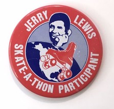 1970’s Jerry Lewis Skate-A-Thon Participant 2.25” Pin Badge Red White &amp; ... - £7.96 GBP