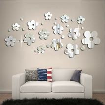 Usa 3D Mirror Flower Sticker Art Design Decal Wall Decals Home Decor Removable - £13.43 GBP