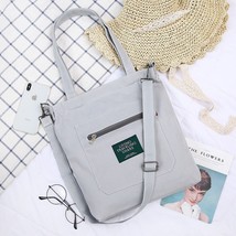 Simple Women Package Print Bear Canvas Bag Light Grey2 - £7.18 GBP