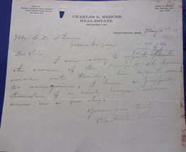 Vintage Charles E. Mercer Real Estate Grand Rapids MI Correspondence 1911 - €5,24 EUR
