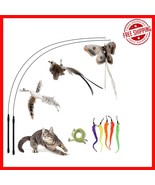 Interactive Cat Feather Wand Set – 10 Fun Pieces with Birds &amp; Butterflies - $497.88 MXN