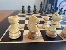 LARGE 3.75&quot; King Ebony and White Pieces Staunton Chess Set 21&quot; Ebony Col... - $237.60